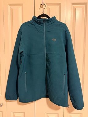Outdoor Research Teal Grid-Pattern Full Zip Jacket